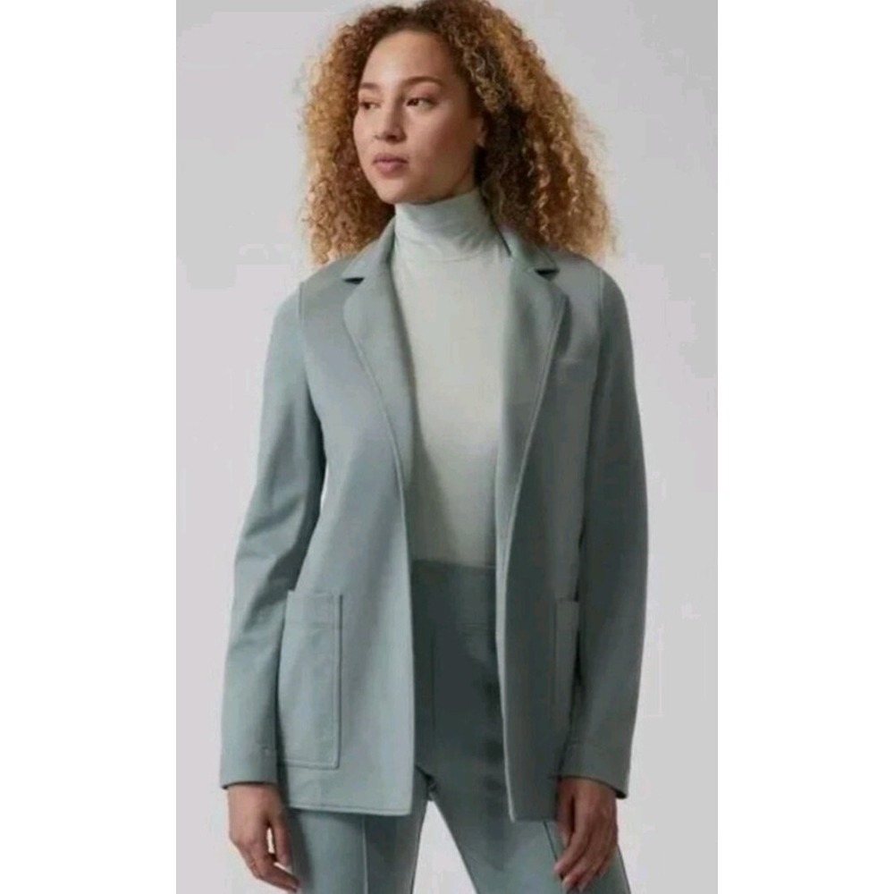 ATHLETA Eastbound Green Stretch Open Front Lyocell Blazer Women's Size 8